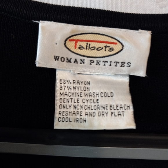 Talbots Button Down V Neck Rayon Nylon 3/4 Sleeve Petite Size Sweater - Picture 4 of 5
